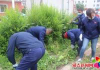 “我為群眾辦實(shí)事”  迎建黨百年，清理花壇雜草，美化家園